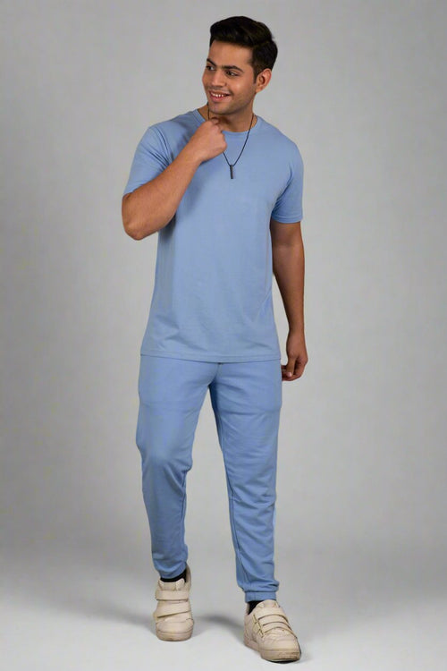 men's blue bamboo coord set