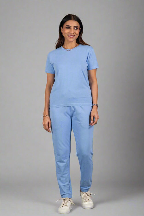 Women's bamboo coord set in light blue - soft, breathable, and comfortable