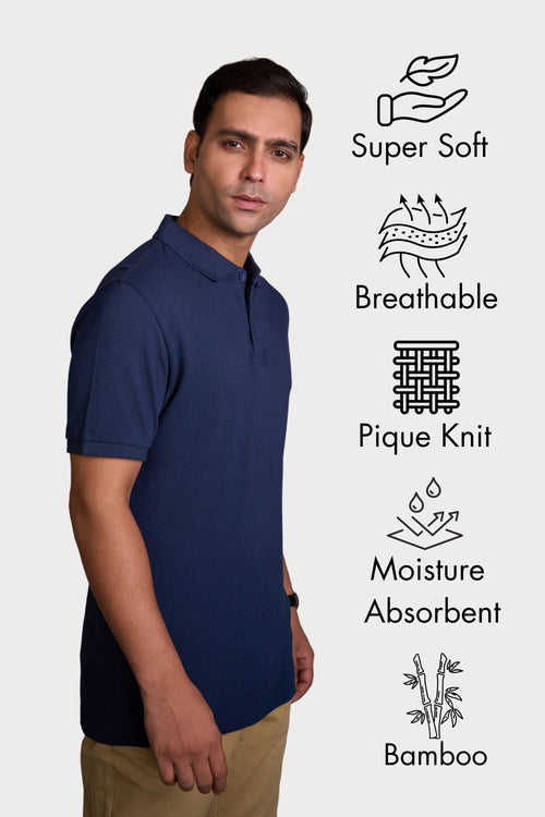 Mystic Navy Classic Bamboo Polo T-Shirt