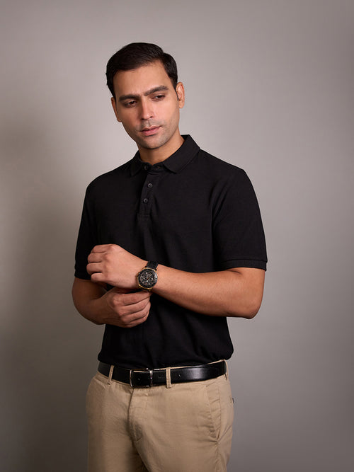 Midnight Black Classic Bamboo Polo T-Shirt