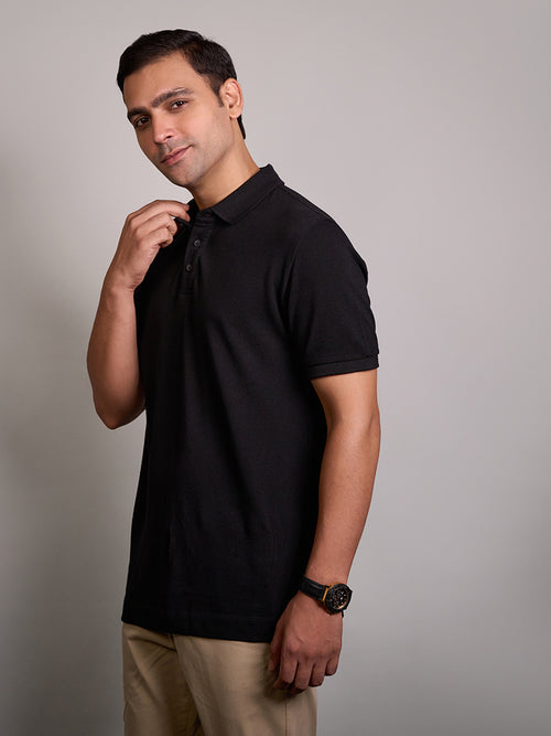 Midnight Black Classic Bamboo Polo T-Shirt