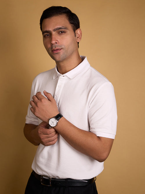 Ivory White Classic Bamboo Polo T-Shirt