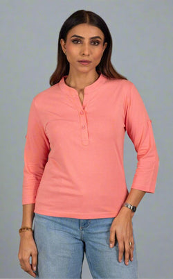 Blazing Rose Button Top