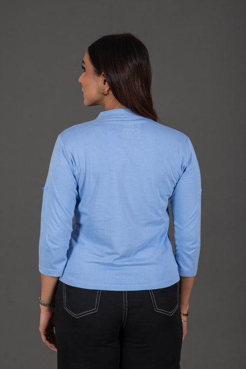 Aqua Mist Button Top